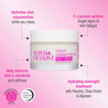 Rosehip night cream skin benefits infographic. Optimises skin rejuvenation, helps improve skin's elasticity, hydrating overnight treatment with two proven actives