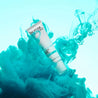 serum white tube in water with turquoise waves around it