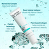 marine bio complex helps boost hydration, boosts natural radiance, peptide technology targets ageing and plant based collagen helps promote elasticity