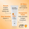 Super Facialist Vitamin C+ Brighten Skin Defence Daily Moisturiser key selling points: Reveals brighter, smoother looking skin, UV filters to protect the skin's barrier, Glow boosting vitamin C, Pomegranate flower helps decrease collagen breakdown. Peta approved and dermatologically tested.