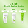 3 step blemish busting routine: Step 1- Cleanse, Step 2- Mask, Step 3- Treat