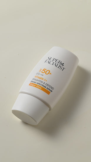 Video of Vitamin C+ Brighten & Defend Serum SPF50+ product lying on formula