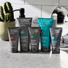 super facialist for men full range lined up on bathroom shelf