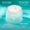 day cream jar with benefits in text around it which reads: marine bio-complex helps boost hydration, plant-based collagen aids ksin structure & barrier improvement, helps reduce appearance of wrinkles and peptide technology helps target signs of ageing