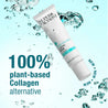 plant alternative vegan collagen infographic with serum in the water
