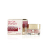 Hexapeptide eye cream glass jar next to carton packaging on white background