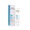 Firming facial serum tube pack shot next to carton packaging in front of a white background