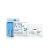 Hyaluronic acid day cream jar next to  carton packaging in front of white background