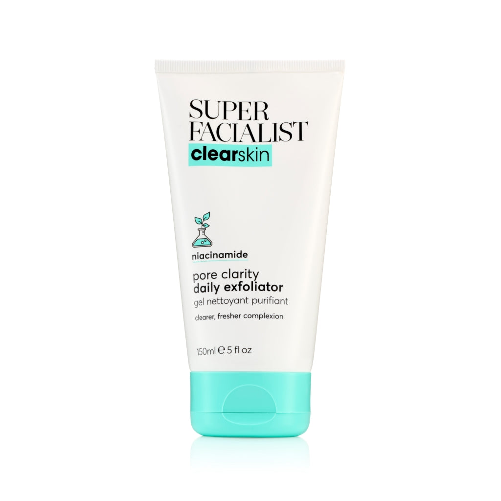 Clear Skin Exfoliator tube in front of white background