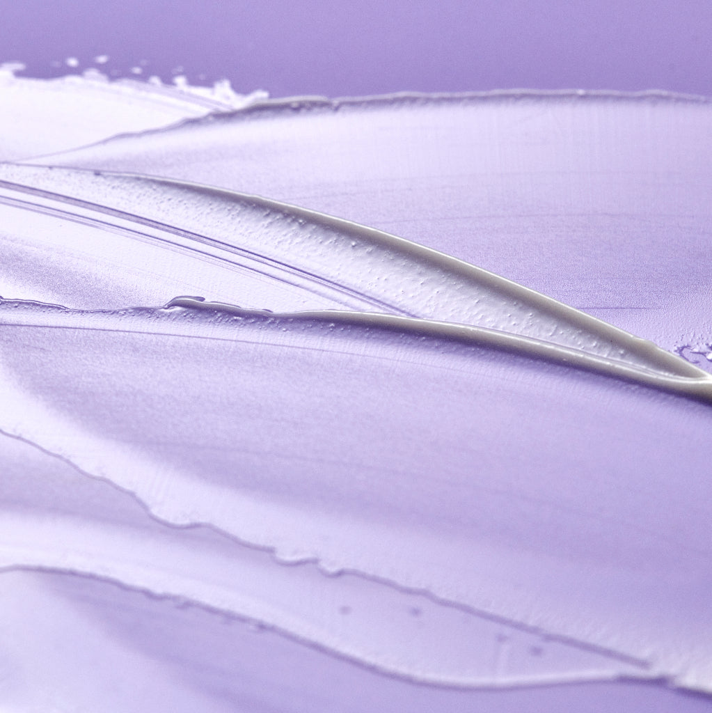 Cream texture shot close up swatch on purple background